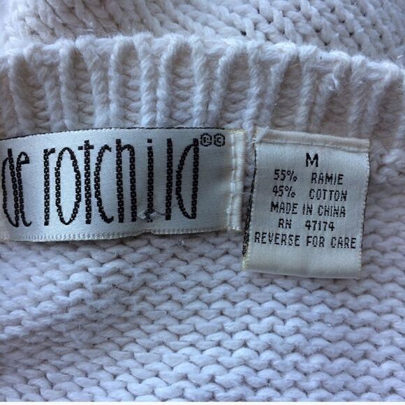 Vintage Floral Heavy Knit White Sweater - Picture 5 of 6